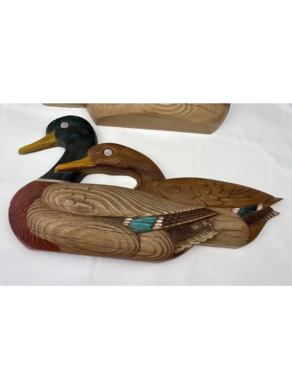 Burwood Resin Mallard Duck Wall Hanging Decor Pair Vtg